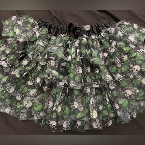 Hot Topic Black and Green Skull Mini Skirt